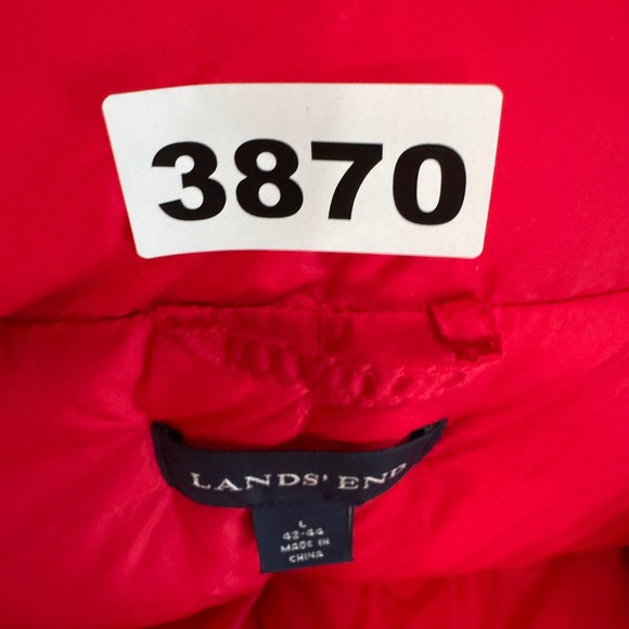 Lands' End Womens L Red Puffer Vest Goose Down Feather Fill Gorpcore Retro - Picture 8 of 8
